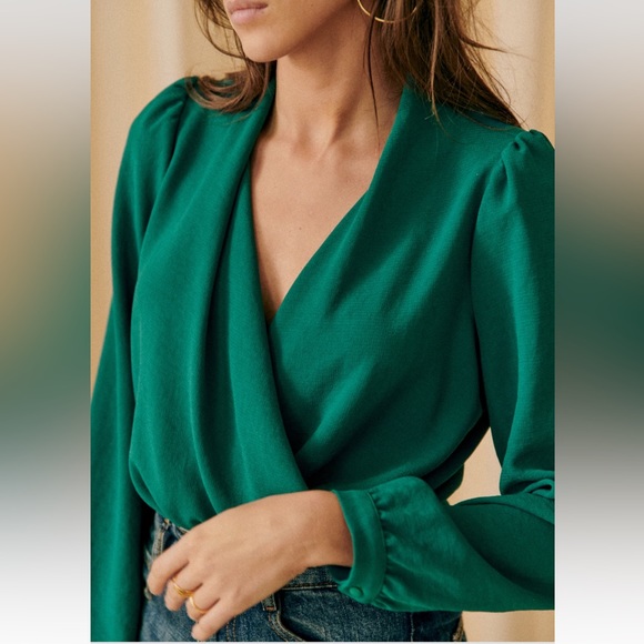 Sezane Tops - Sézane Abélia Blouse Bottle Green size 38